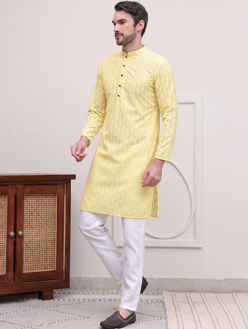 men embroidered long sleeves kurta pyjama set - 21613129 -  Standard Image - 1