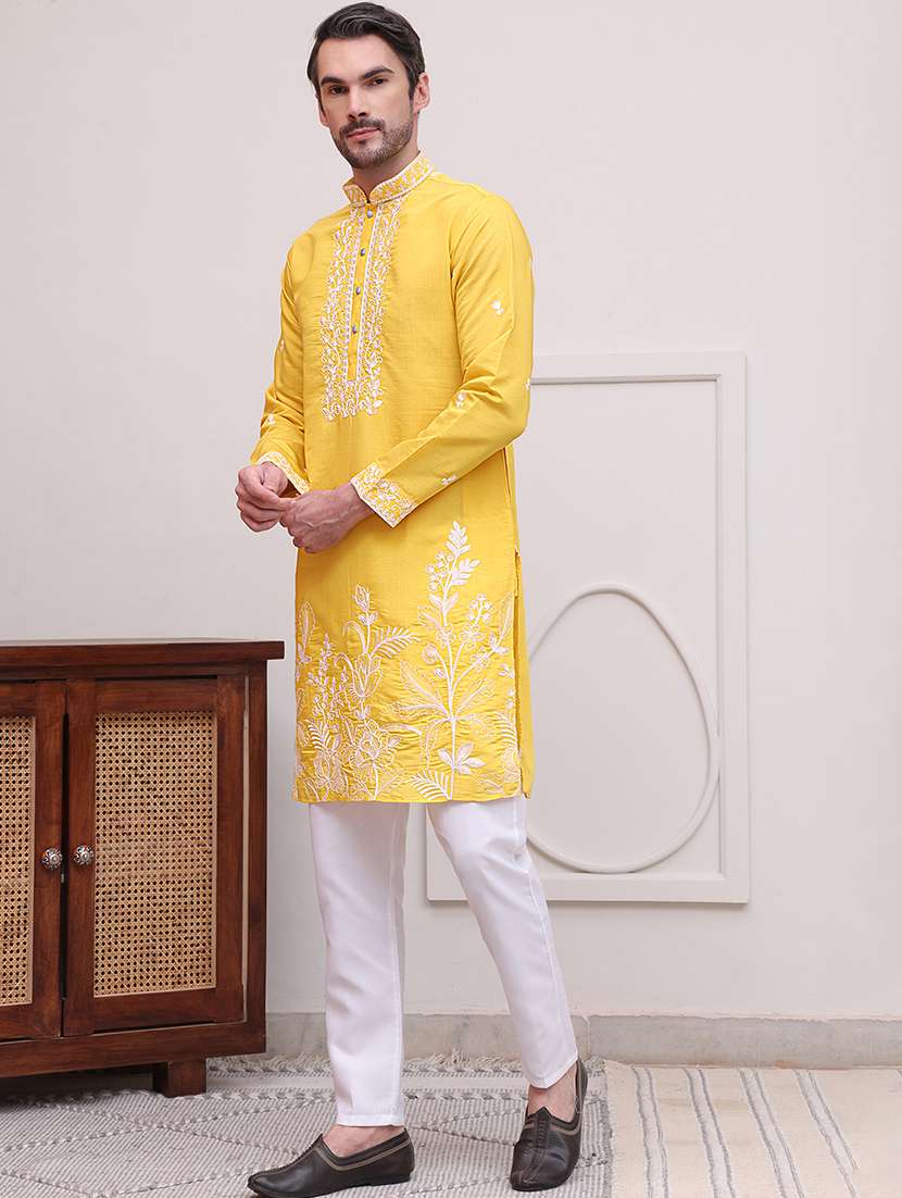 Men Embroidered Long Sleeves Kurta Pyjama Set - 21613133 -  Standard Image - 1