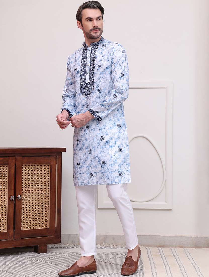 men embroidered long sleeves kurta pyjama set - 21613141 -  Standard Image - 1