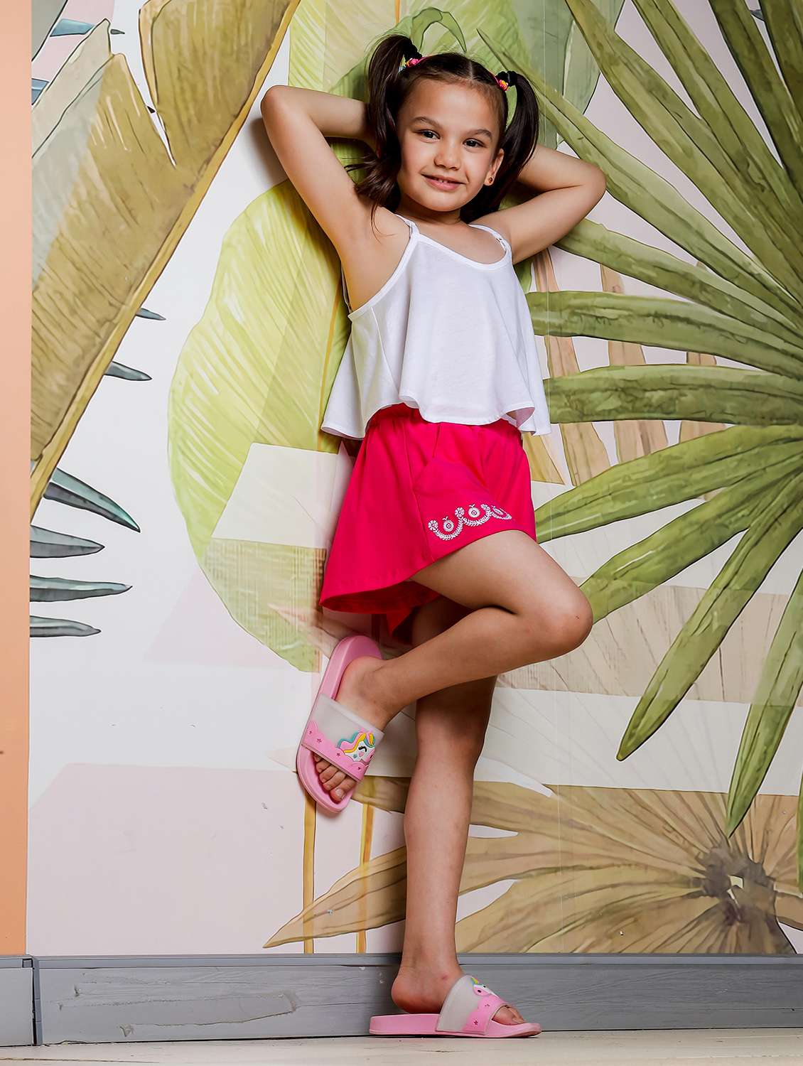 girls embroidered sleeveless top & shorts set - 21613268 -  Standard Image - 4