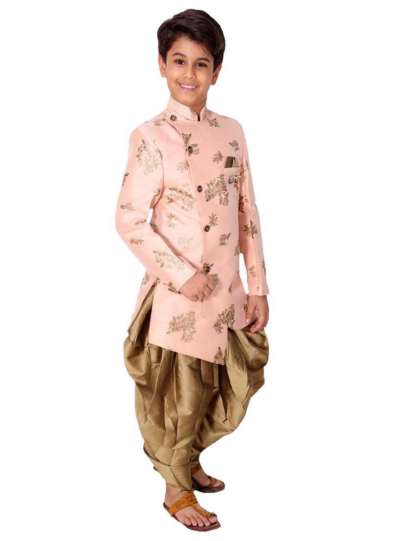 boys overlap neck printed sherwani  - 21613325 -  Standard Image - 1