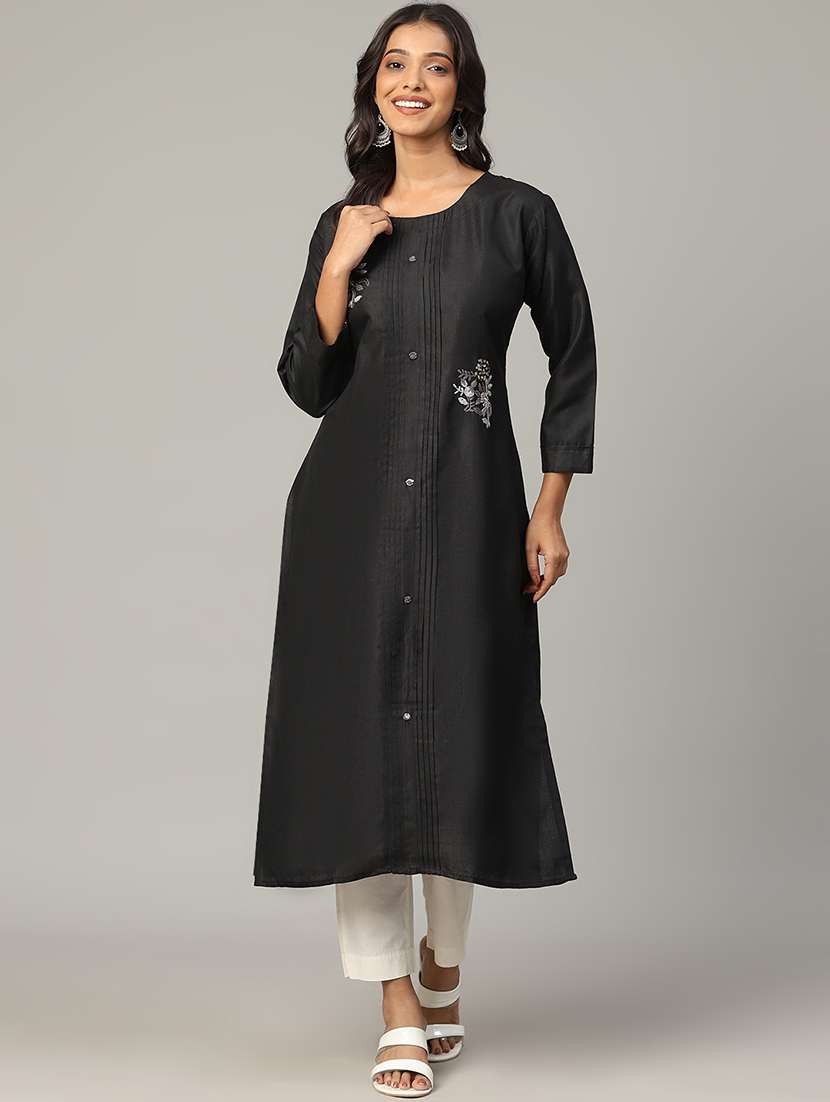 women black long sleeve straight kurta