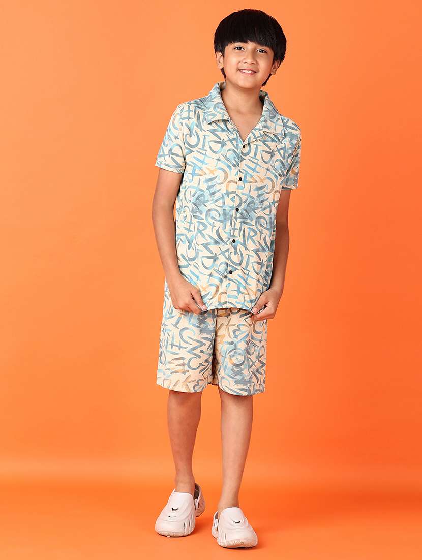 boys printed shirt and shorts set