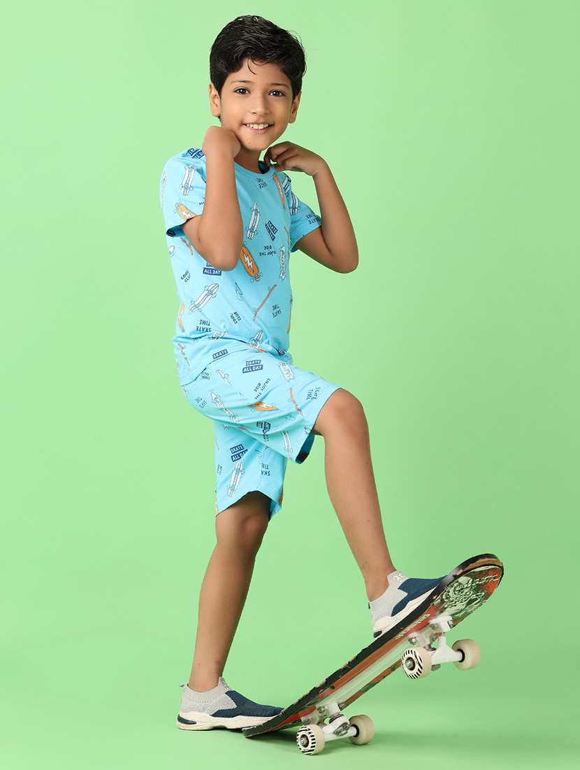 Boys Round Neck Printed T-shirt & Shorts Set - 21613353 -  Standard Image - 1
