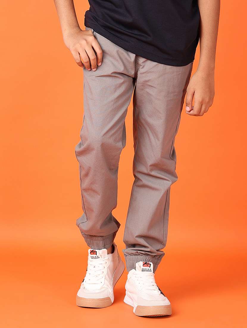 kids beige solid joggers - 21613434 -  Standard Image - 1