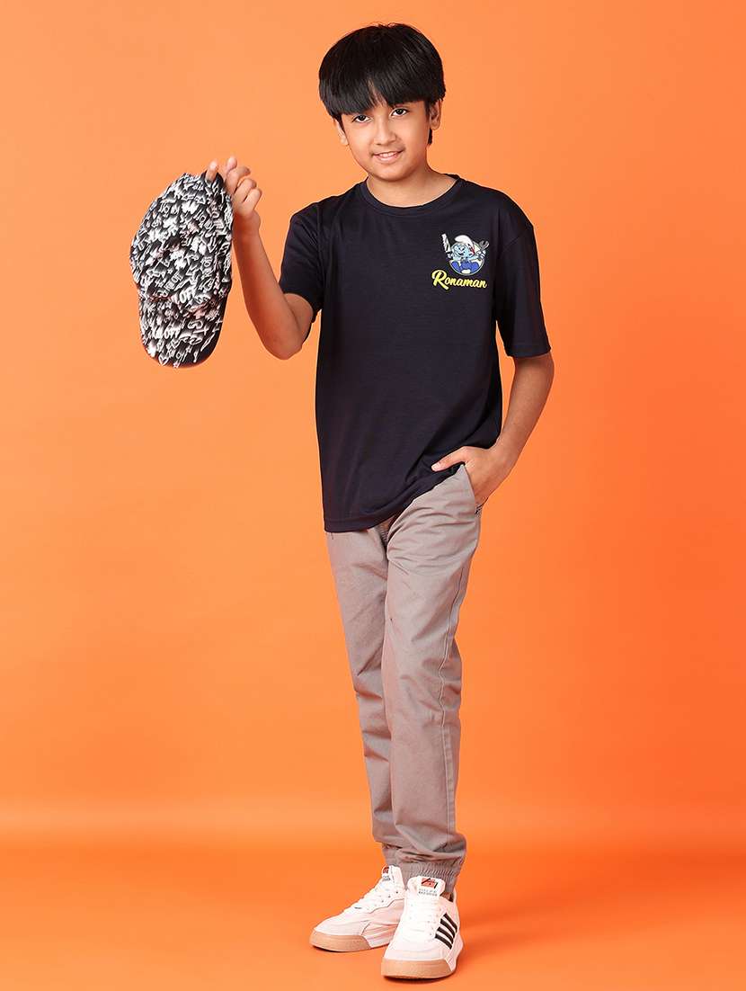 kids beige solid joggers - 21613434 -  Standard Image - 4