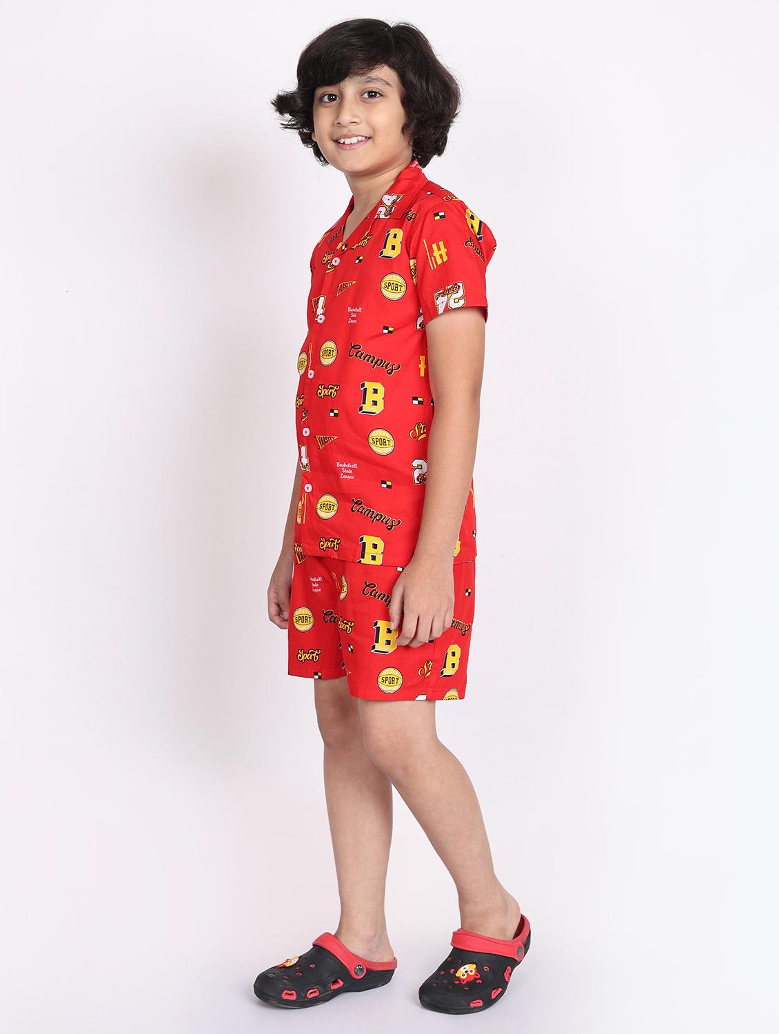 boys printed shorts co-ords set - 21613443 - Standard Image - 1