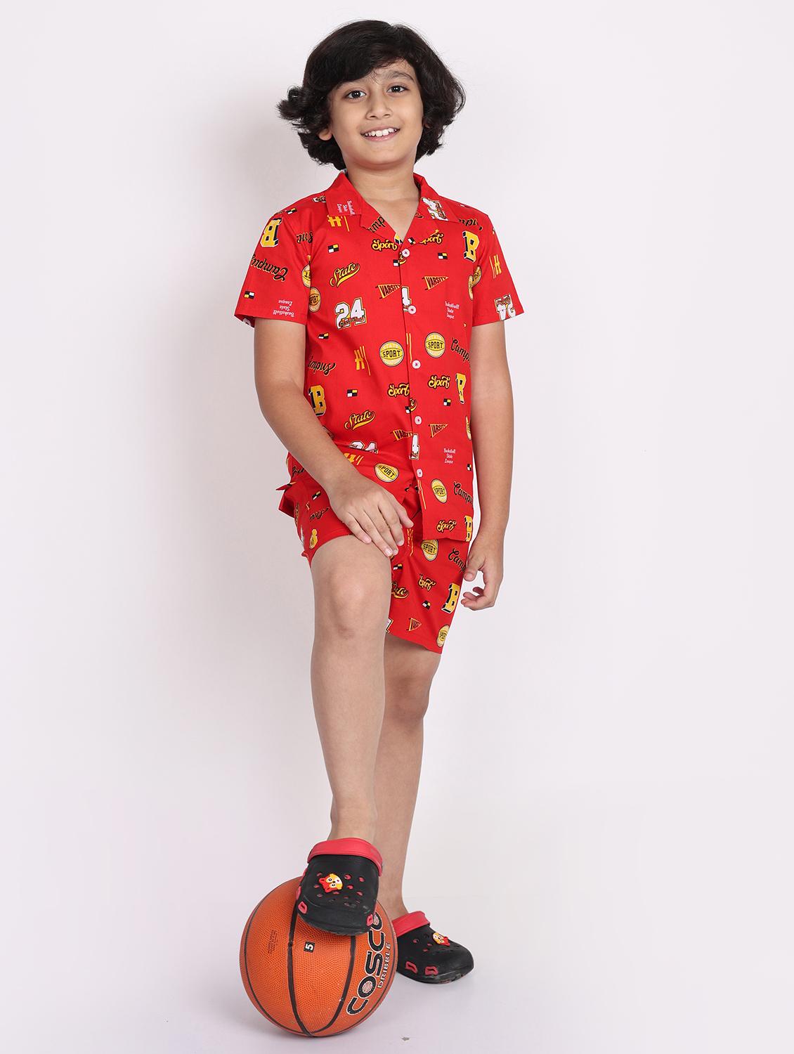boys printed shorts co-ords set - 21613443 - Standard Image - 4