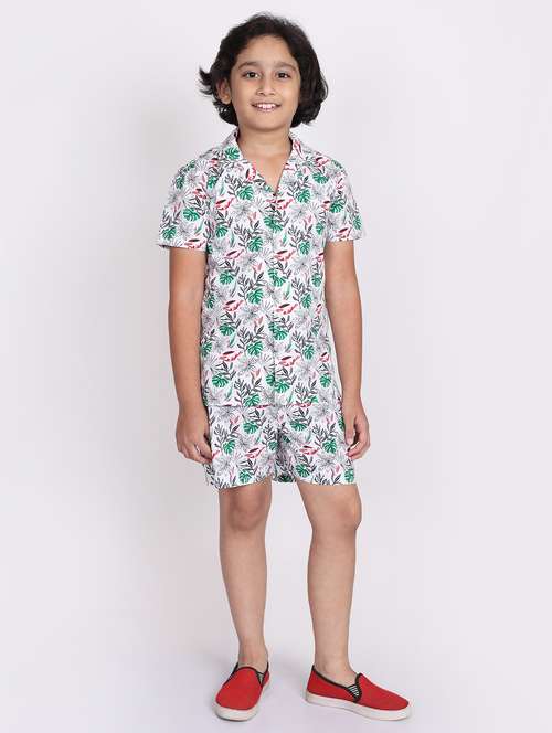 boys printed shorts co-ords set - 21613444 -  Standard Image - 0