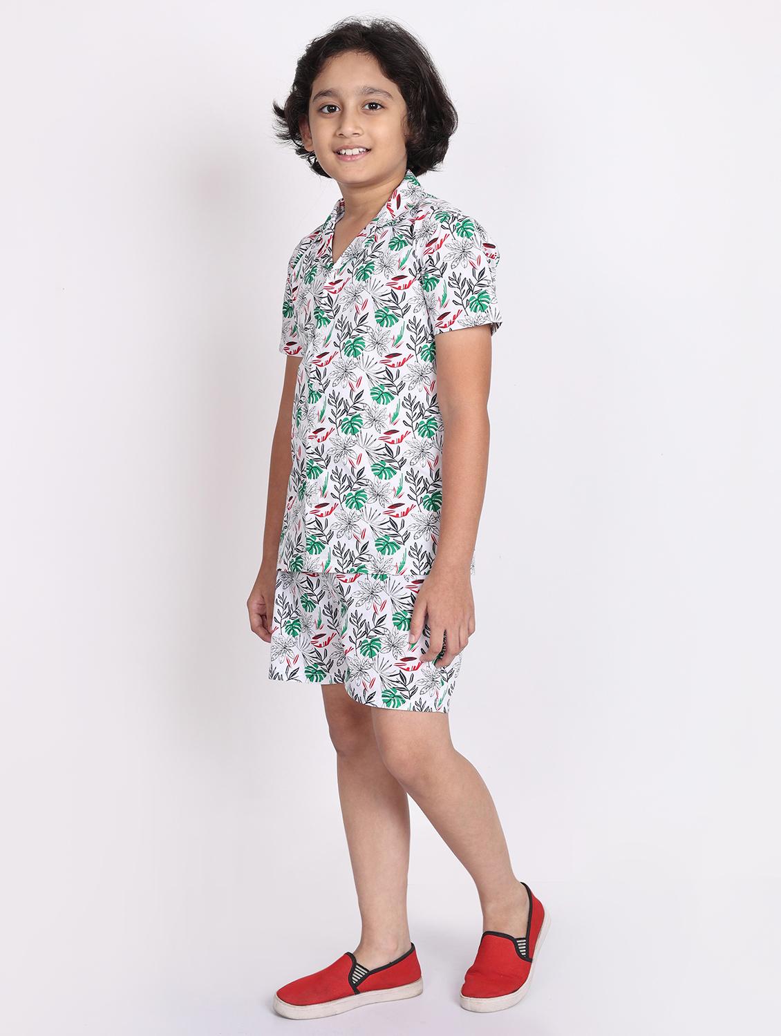 boys printed shorts co-ords set - 21613444 -  Standard Image - 1