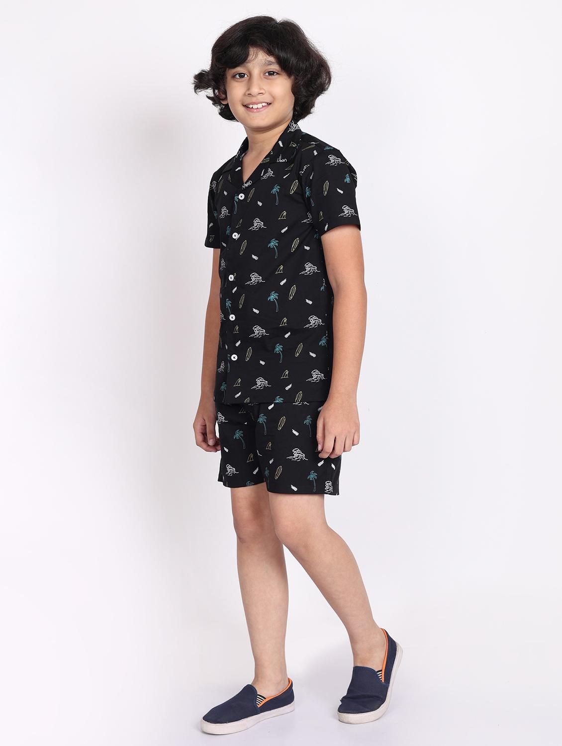 boys printed shorts co-ords set - 21613445 -  Standard Image - 1