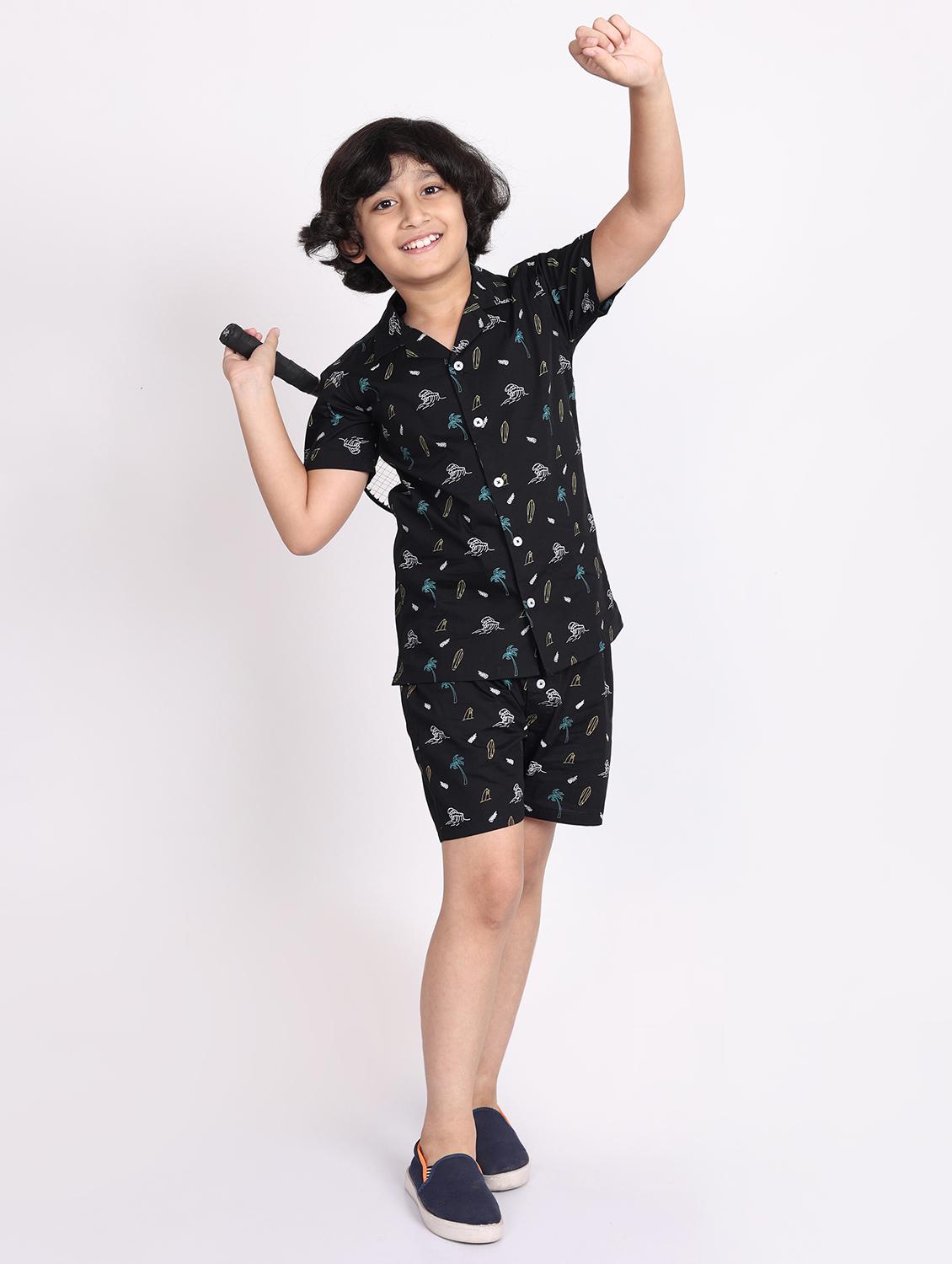 boys printed shorts co-ords set - 21613445 - Standard Image - 4