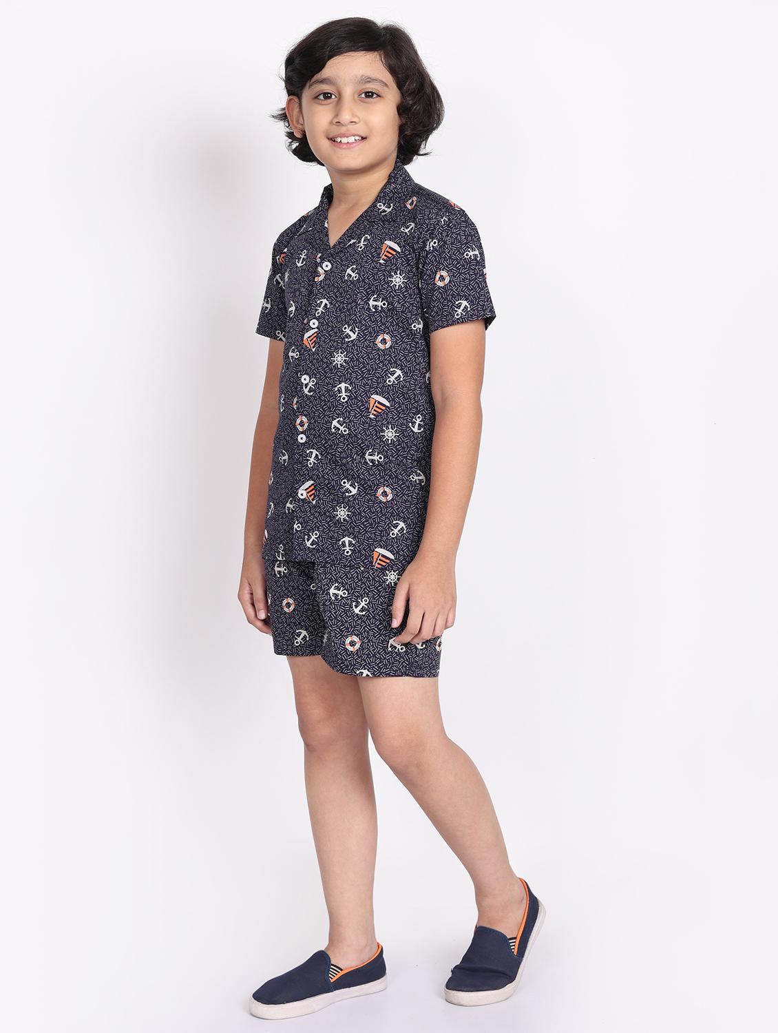 boys printed shorts co-ords set - 21613446 - Standard Image - 1