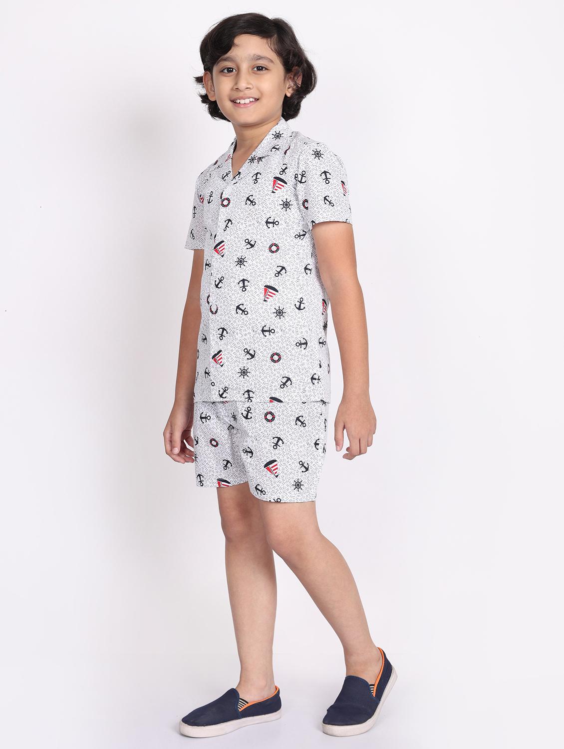boys printed shorts co-ords set - 21613448 - Standard Image - 1