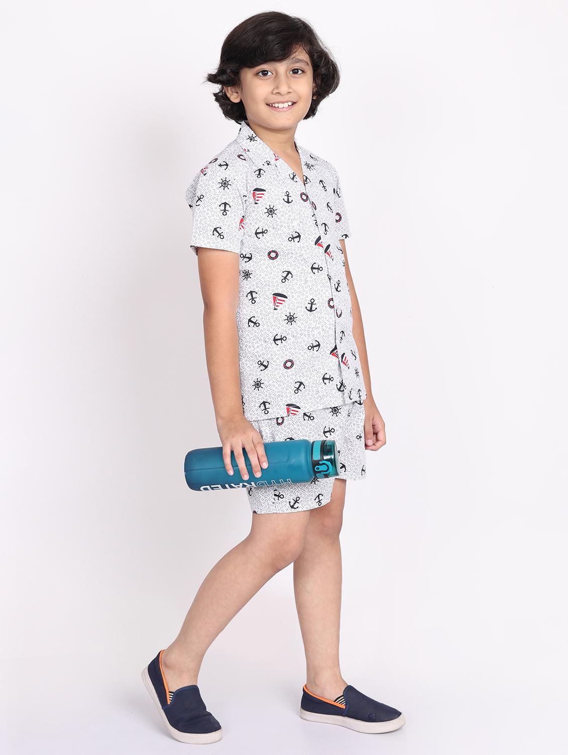 boys printed shorts co-ords set - 21613448 - Standard Image - 4