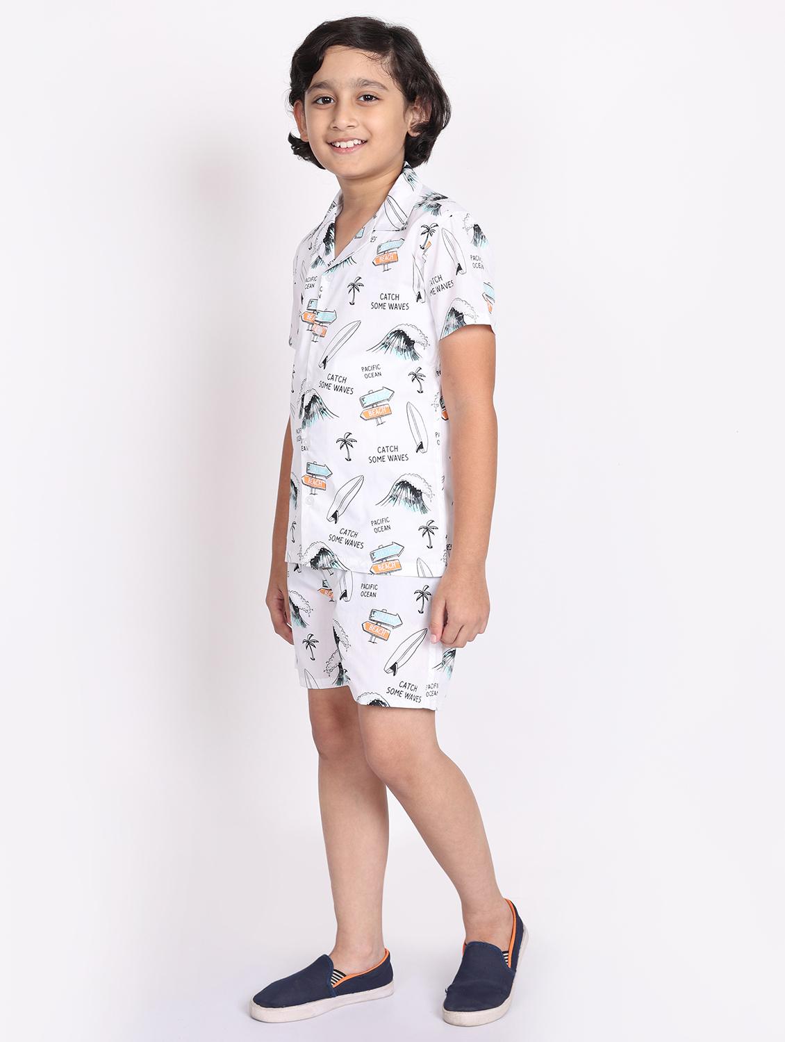 boys printed shorts co-ords set - 21613450 -  Standard Image - 1