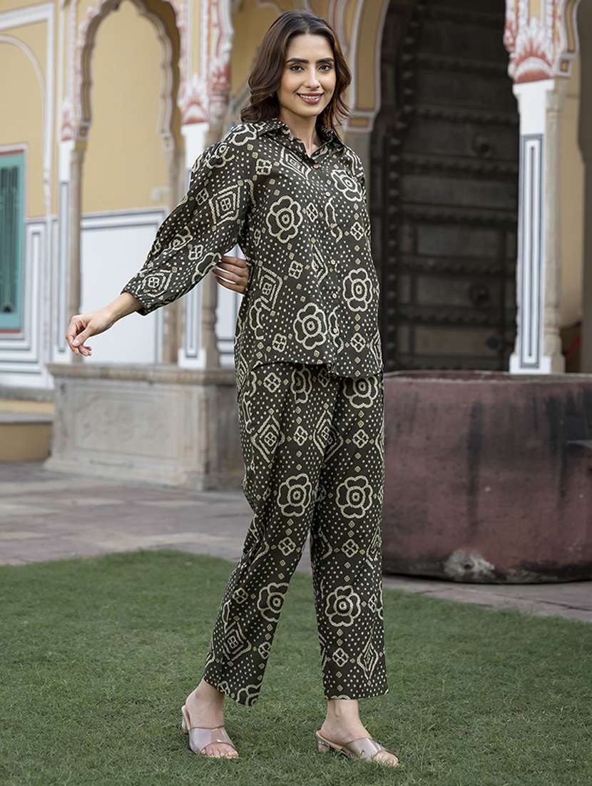 women printed long lseeve ethnic co-ord set - 21613454 -  Standard Image - 1