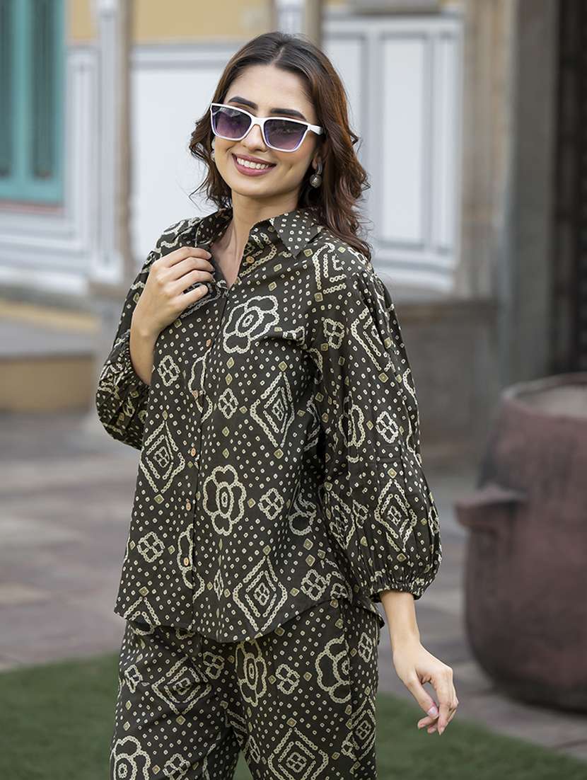 women printed long lseeve ethnic co-ord set - 21613454 - Standard Image - 4