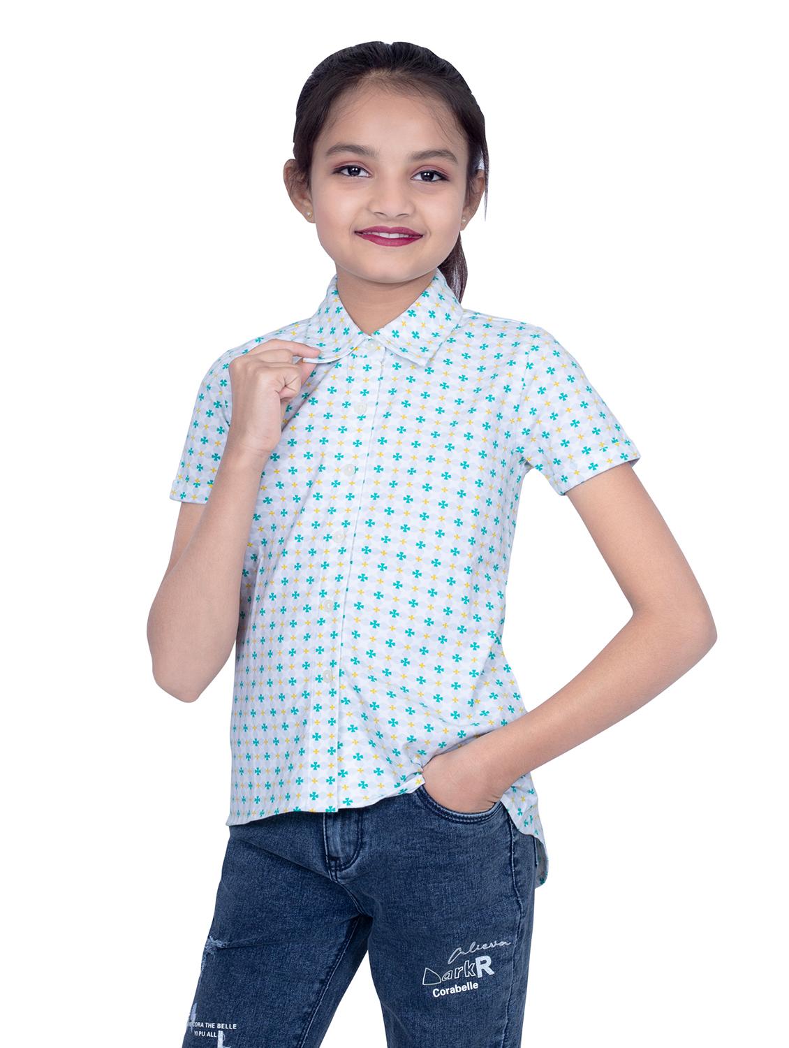 girls printed collared shirt style top - 21613456 -  Standard Image - 1