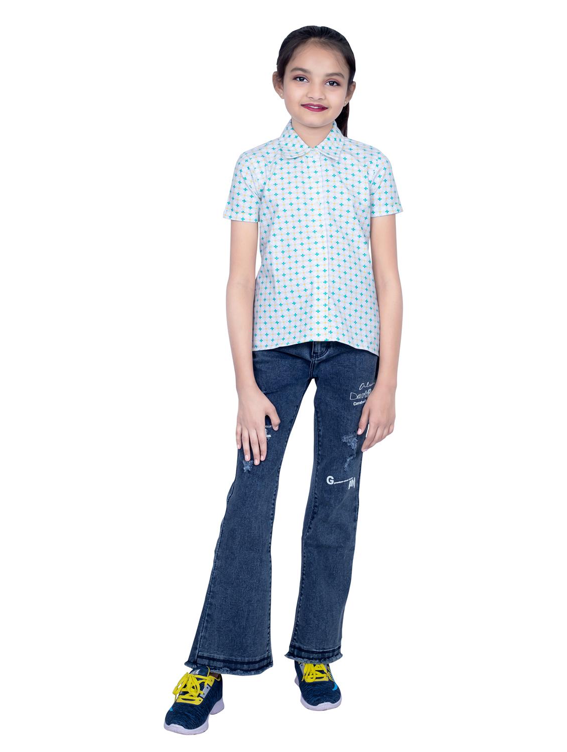 girls printed collared shirt style top - 21613456 - Standard Image - 4