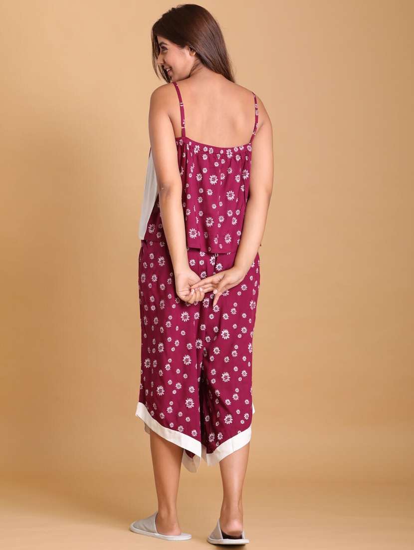 women purple printed nightwear set - 21613474 -  Standard Image - 1
