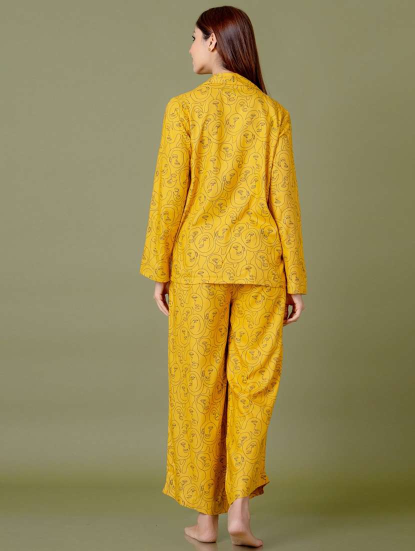women yellow printed nightwear set - 21613481 -  Standard Image - 1