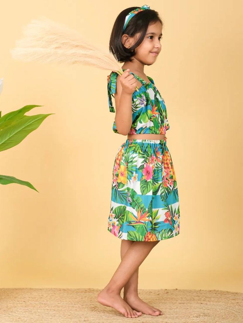 girls green printed skirt top - 21613527 - Standard Image - 1