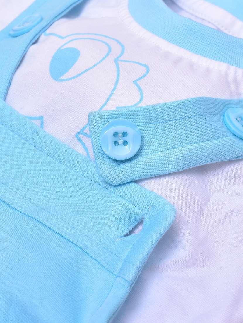 girls light blue printed dungarees with t-shirt - 21613533 -  Standard Image - 4