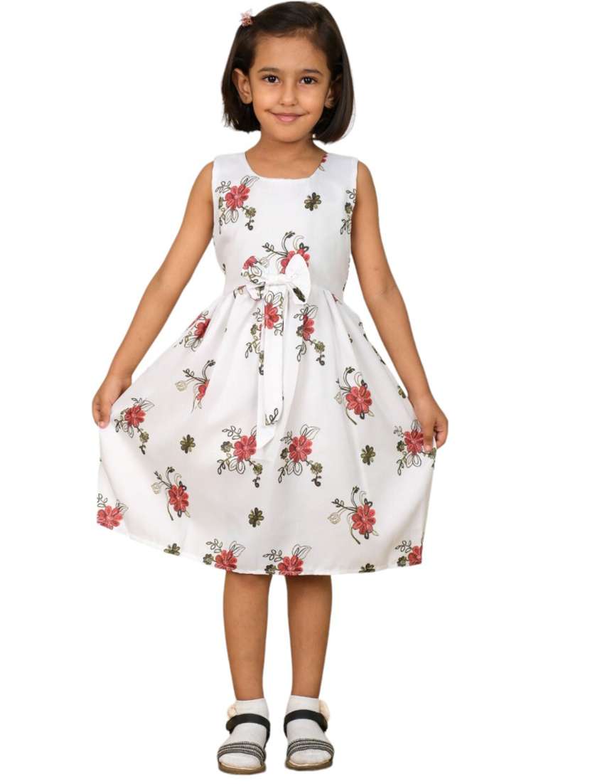 girls white floral printed frock - 21613550 -  Standard Image - 1