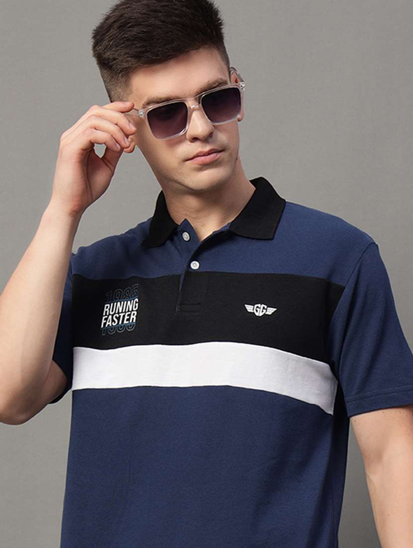 men regular fit color block polo t-shirt - 21613787 -  Standard Image - 1