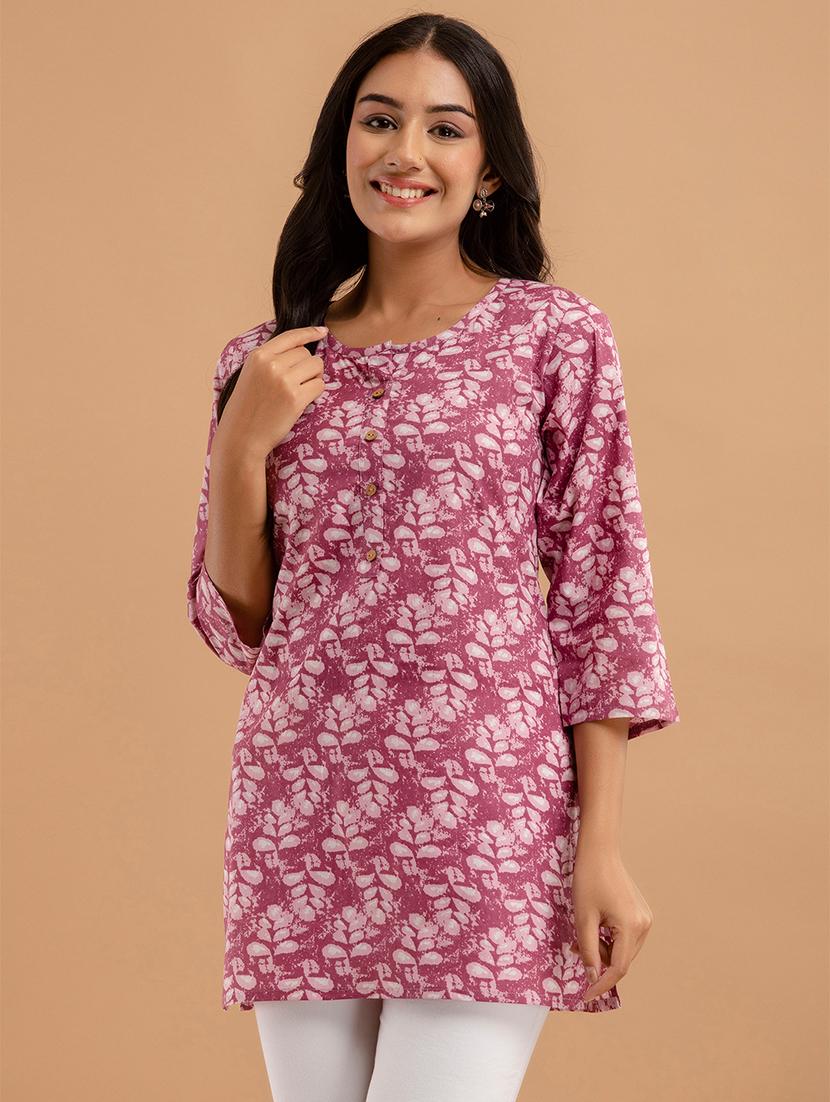women three quarter sleeve straight kurti - 21613809 - Standard Image - 1