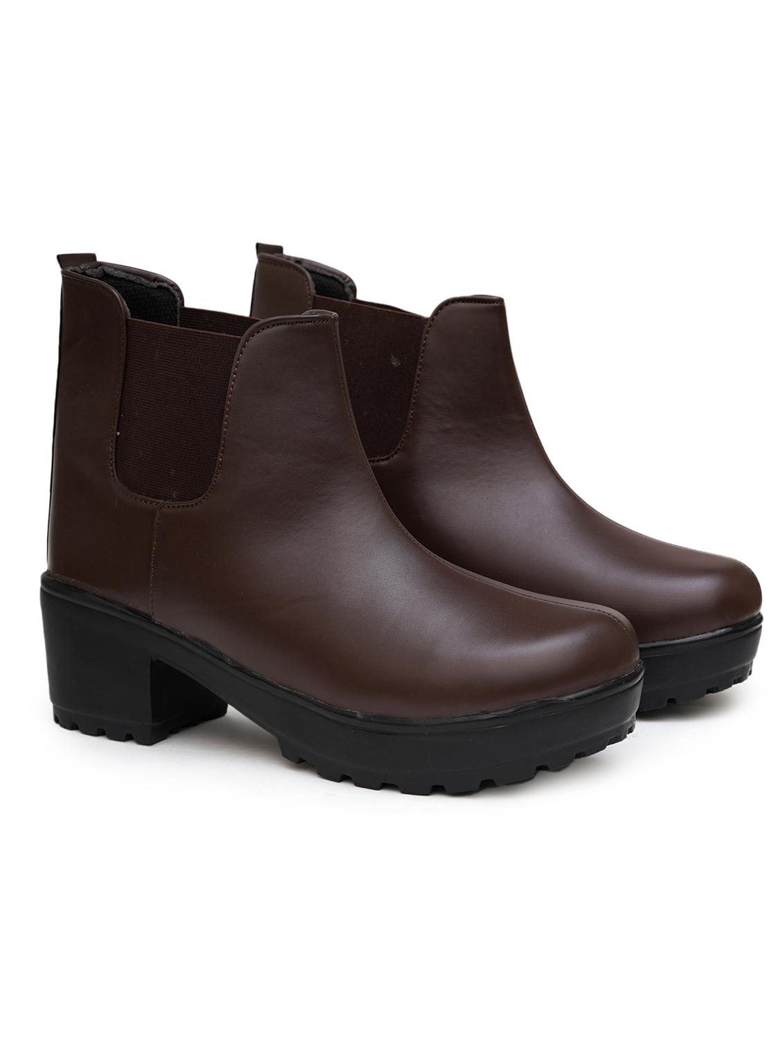 women brown solid ankle boots - 21613832 - Standard Image - 1