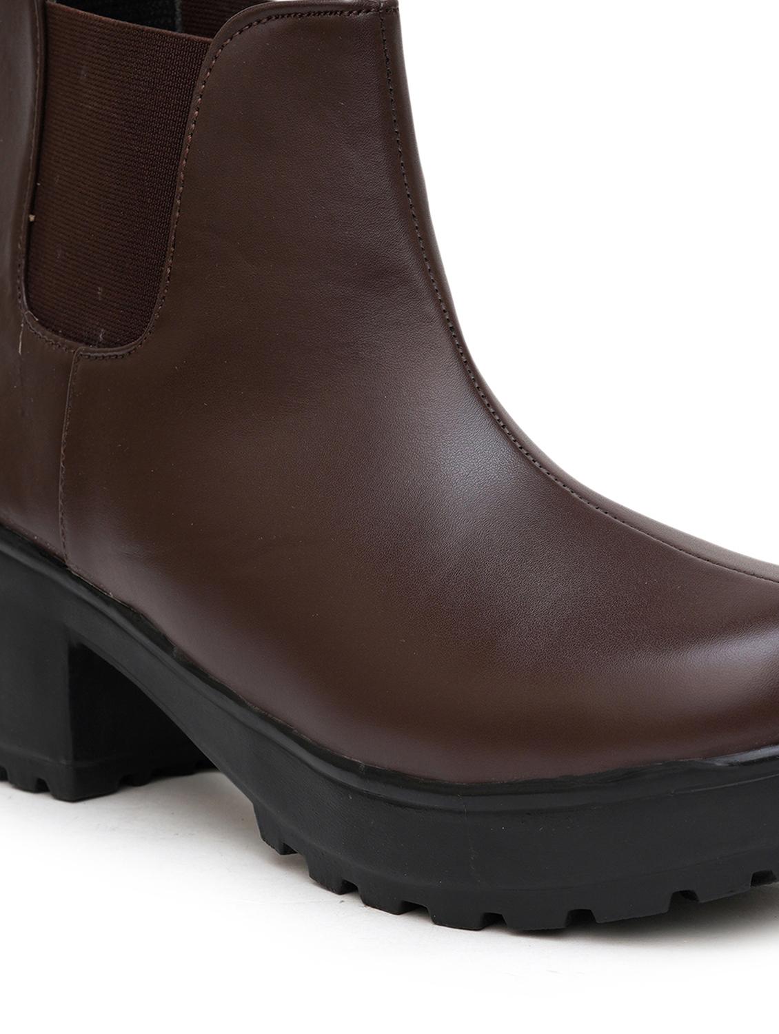 women brown solid ankle boots - 21613832 - Standard Image - 4