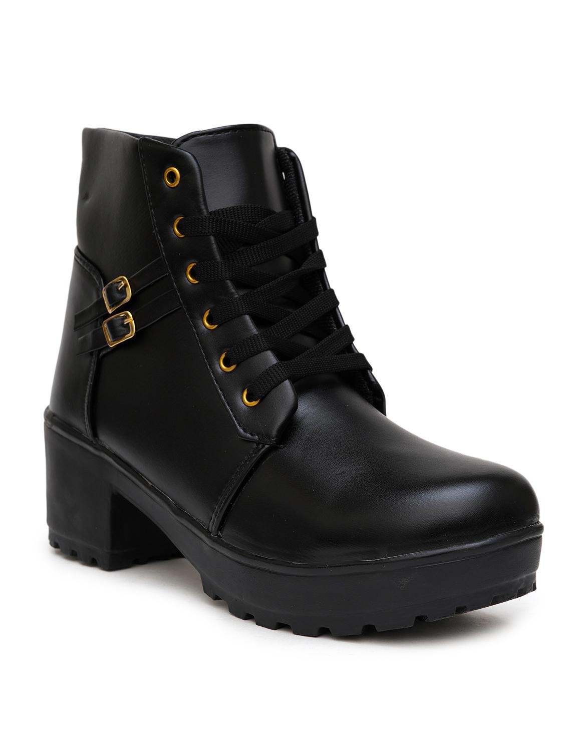 women black solid lace-up boots - 21613833 - Zoom Image - 0