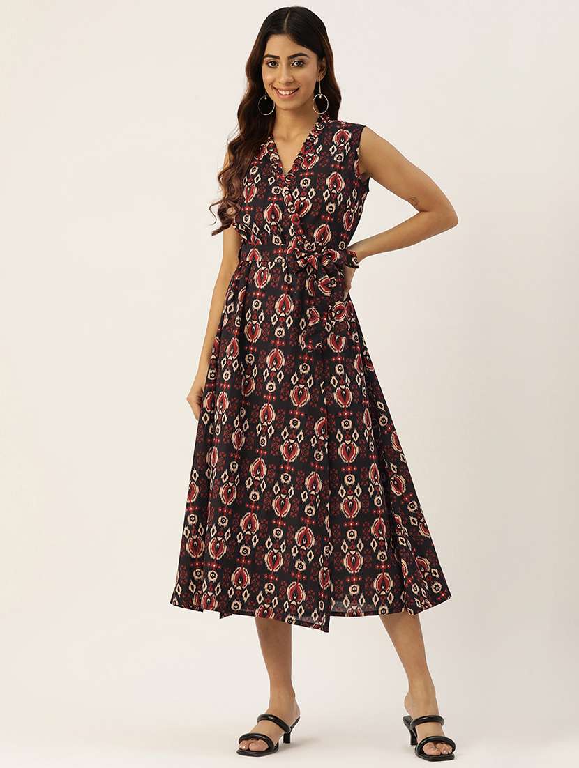 women sleeveless printed a-line dress - 21613841 - Zoom Image - 0