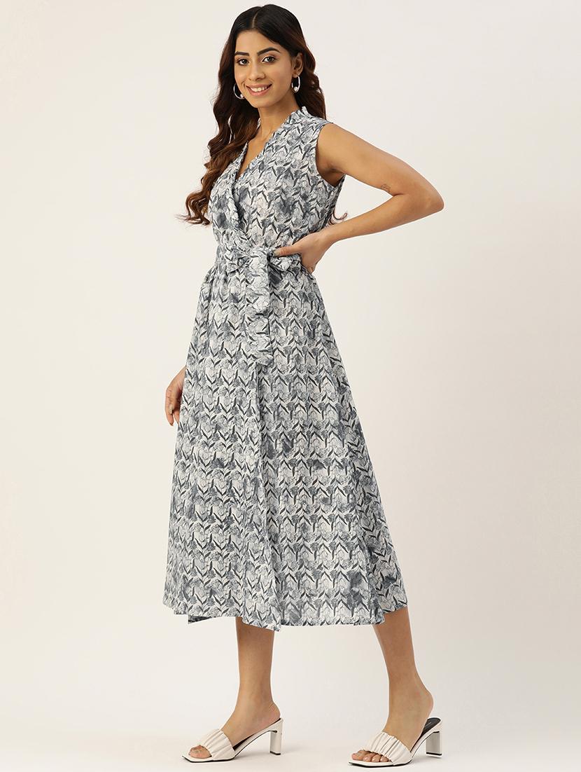 women sleeveless printed a-line dress - 21613842 -  Standard Image - 1