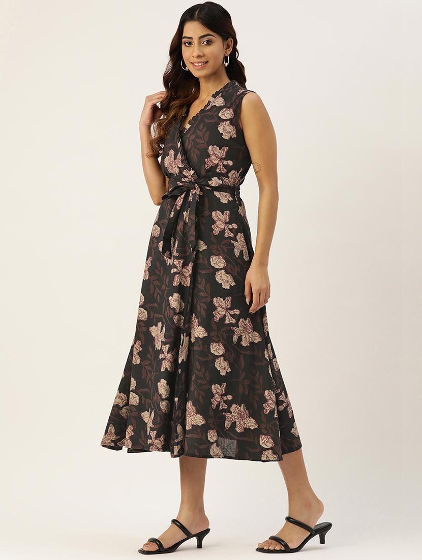 women sleeveless printed a-line dress - 21613846 - Standard Image - 1