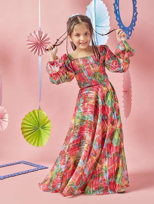 girls printed polyester lehenga choli set