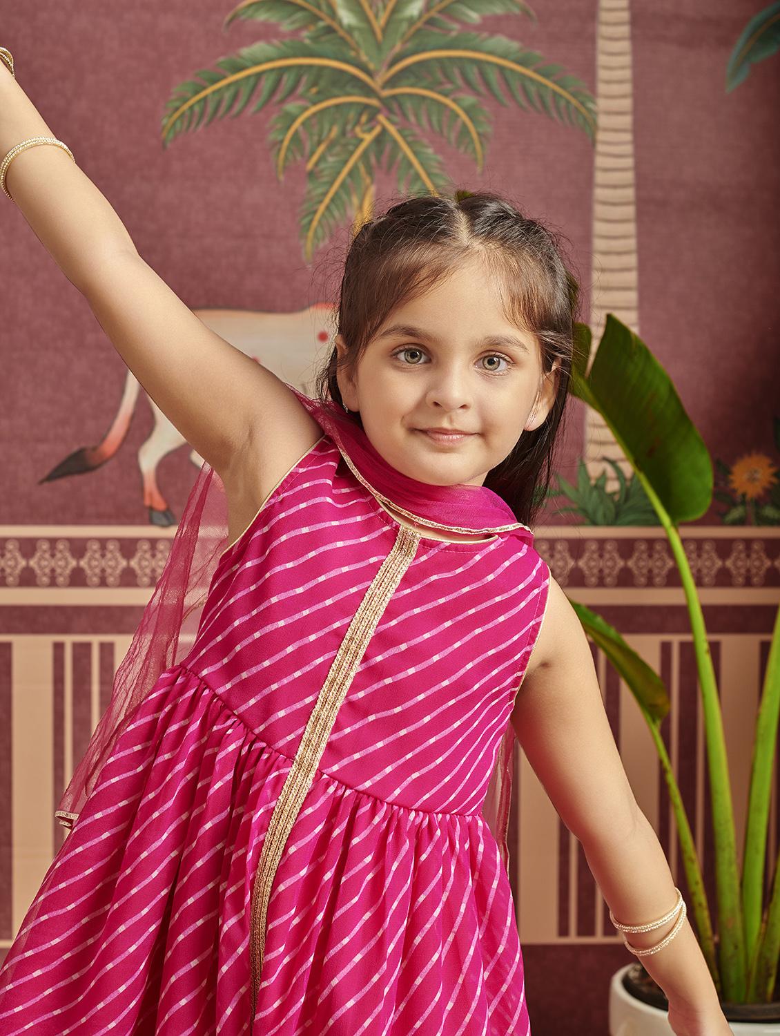 girls printed festive wear suit set - 21613943 - Standard Image - 4