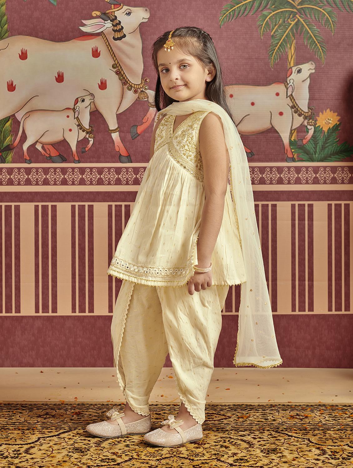 girls self design festive wear ethnic set - 21613955 - Standard Image - 1