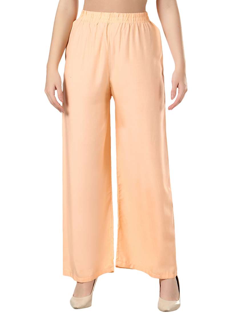 women orange solid palazzo