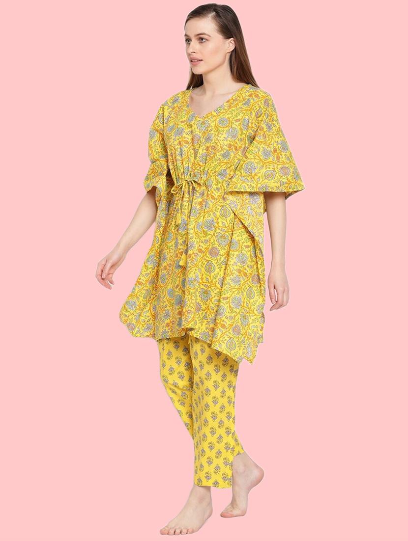 women yellow printed nightwear set - 21614090 - Standard Image - 1
