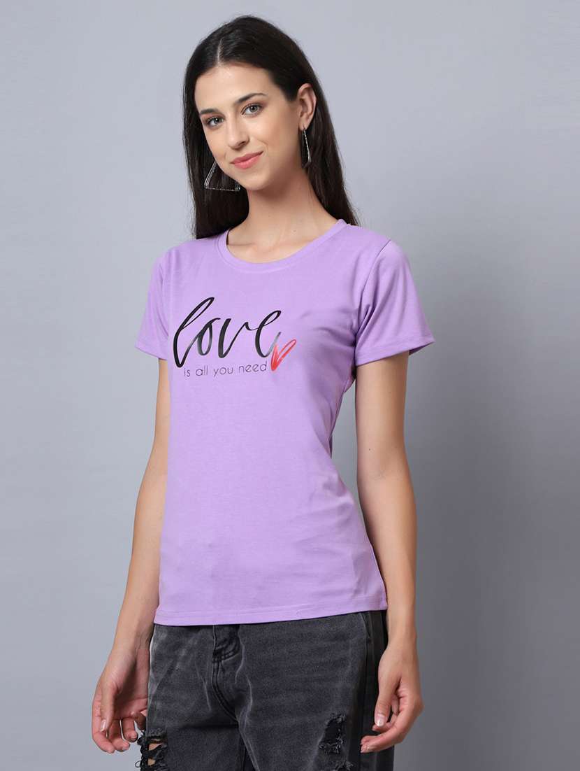 women round neck chest print t-shirt - 21615057 -  Standard Image - 1