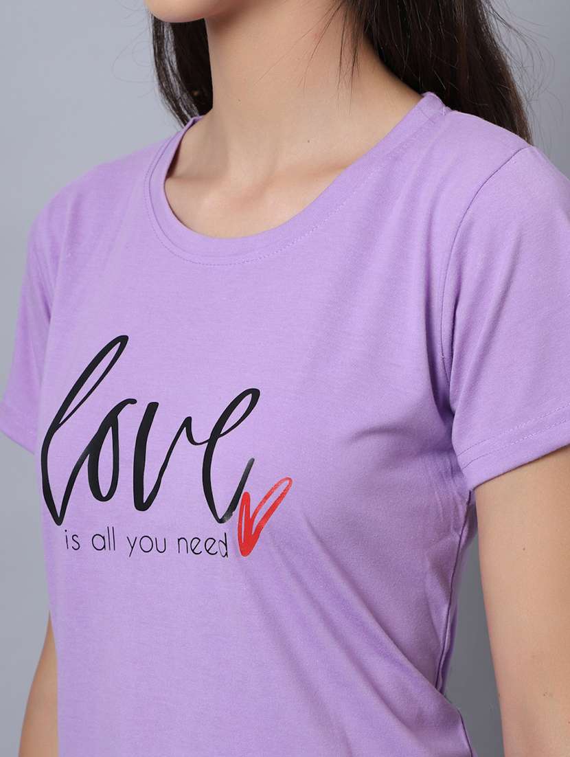 women round neck chest print t-shirt - 21615057 -  Standard Image - 4