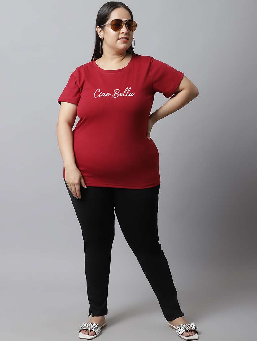 women typographic chest printed plus size t-shirt - 21615074 - Standard Image - 4