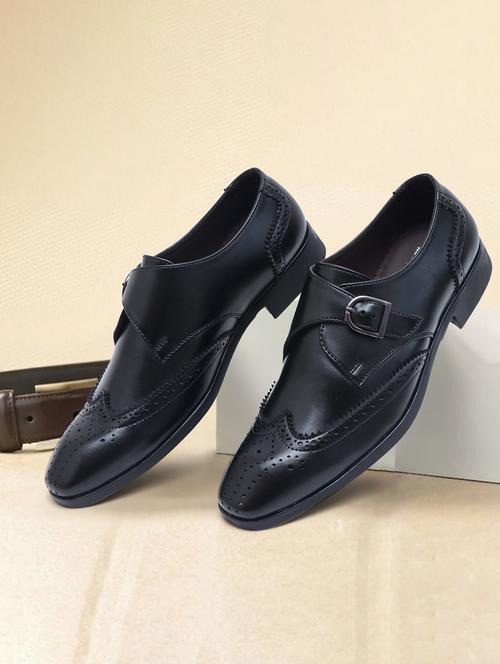 men black slip on  monk strap - 21615464 -  Standard Image - 0
