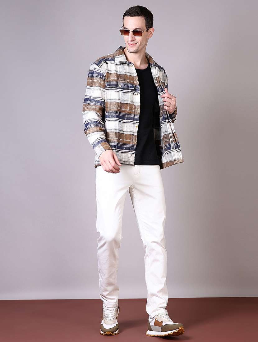 men checks long sleeve shacket - 21615654 -  Standard Image - 4