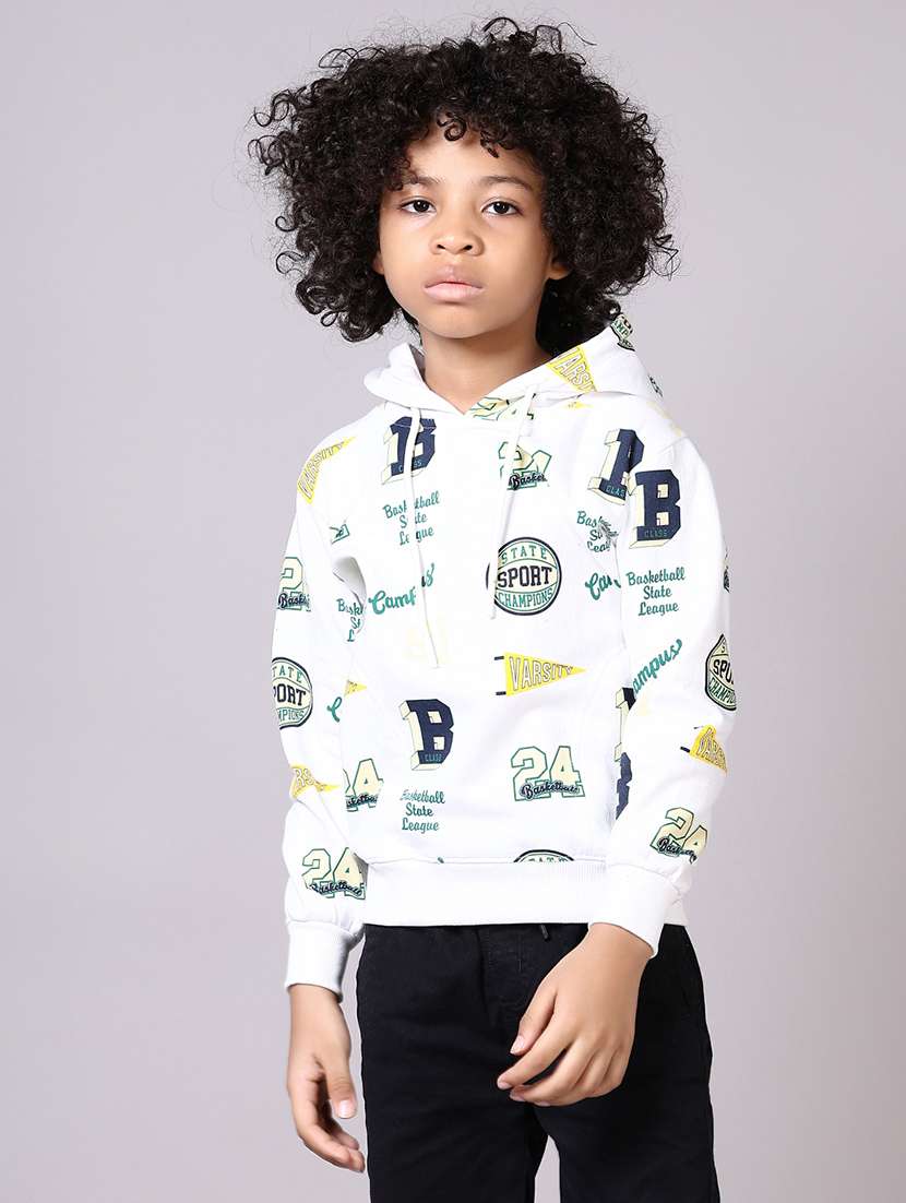 white cotton all over print sweatshirt