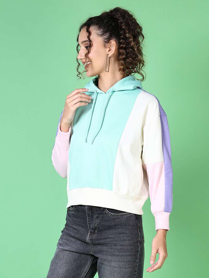 women color blocked hooded sweatshirt - 21615693 -  Standard Image - 1