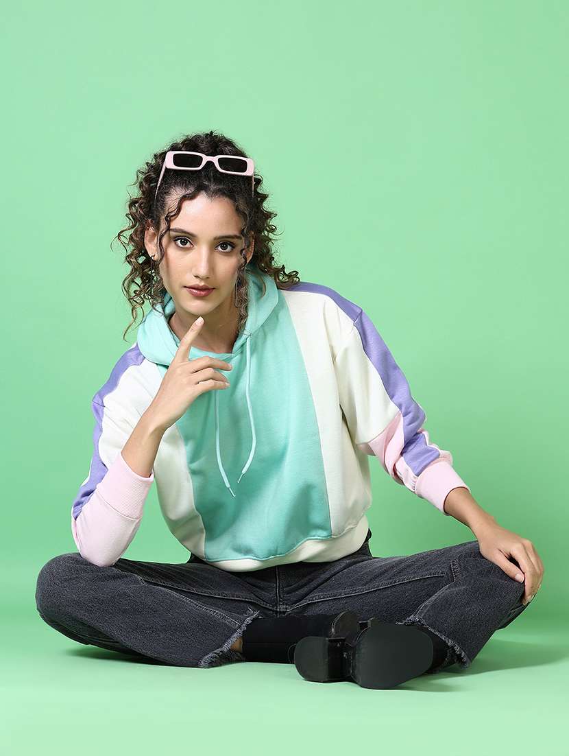 women color blocked hooded sweatshirt - 21615693 -  Standard Image - 4